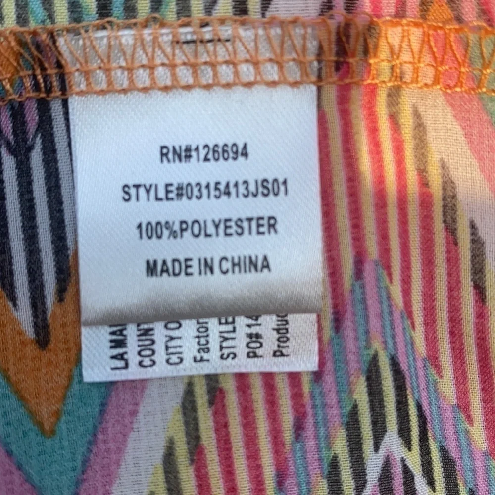 Chevron print infinity scarf sheer 100% polyester one size orange/pink